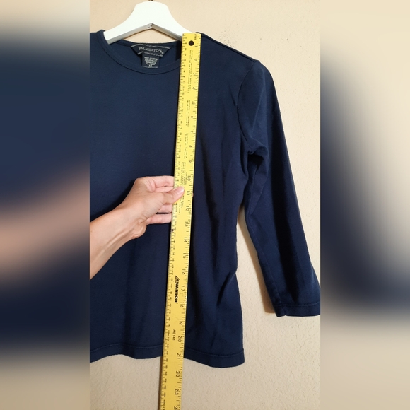 Palmettos Cotton Navy Long Sleeve Tee 3/4 Sleeve Crewneck Basics Minimalist - Picture 2 of 7